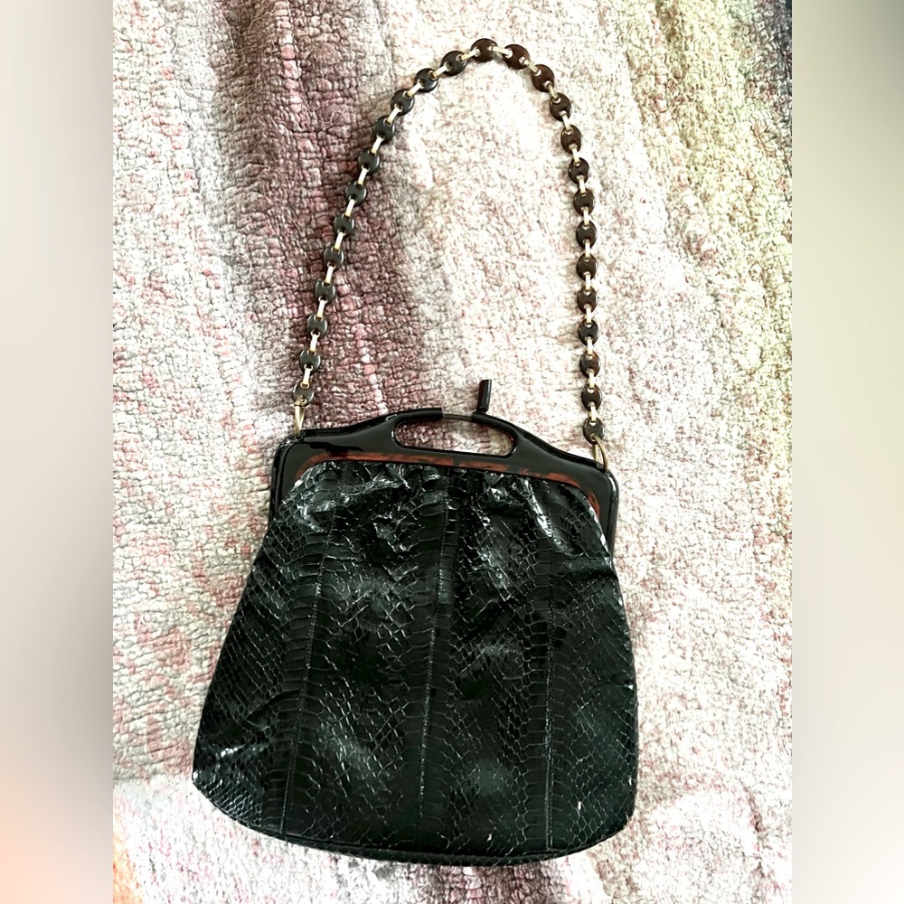 Vintage Delka France tortoiseshell snakeskin shoulder bag